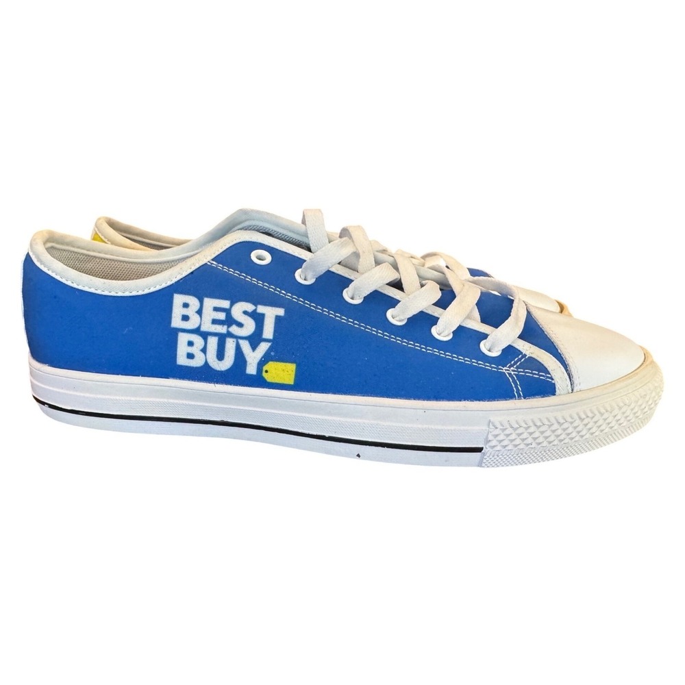 Best Buy Promotional Canvas Sneakers Mens 8 Blue Yellow Low Top Corporate Shoes
